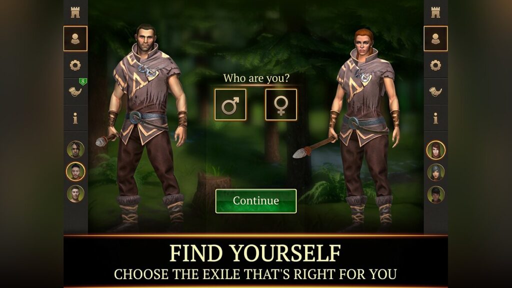 Stormfall character selection menu