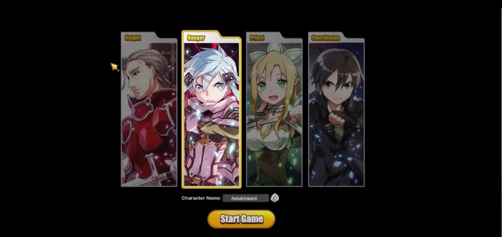 Characters of the game SAO's Legend